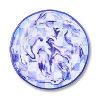 Blue Marble Check Melamine Salad Plates, Set of 4