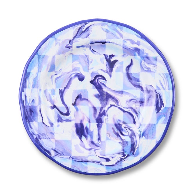 Blue Marble Check Melamine Salad Plates, Set of 4 image number 0