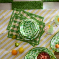 Green Marble Check Melamine Salad Plates, Set of 4