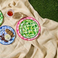 Green Marble Check Melamine Salad Plates, Set of 4