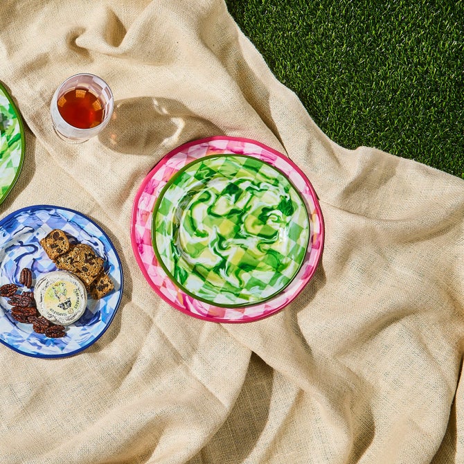 Green Marble Check Melamine Salad Plates, Set of 4 image number 4