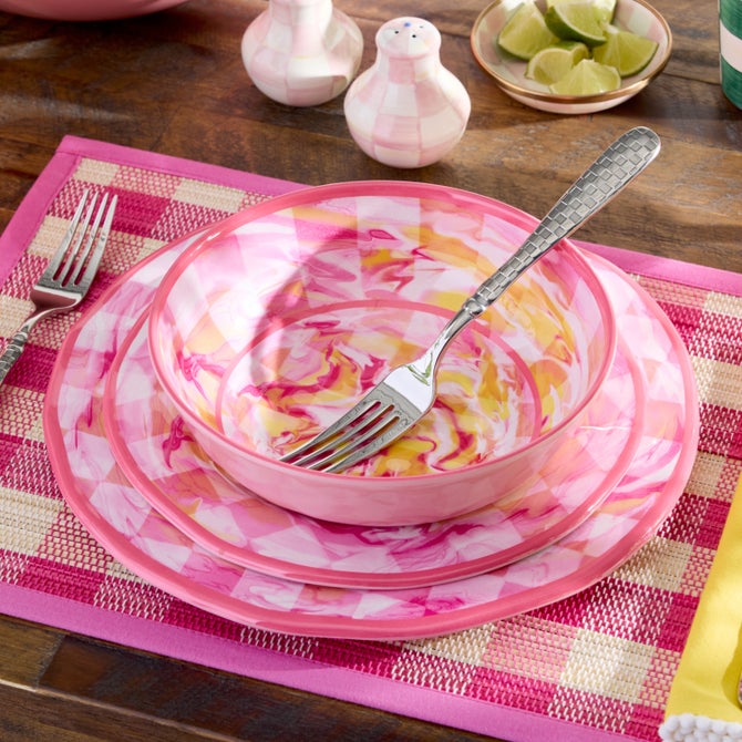 Pink Marble Check Melamine Small Bowls, Set of 4 image number 1