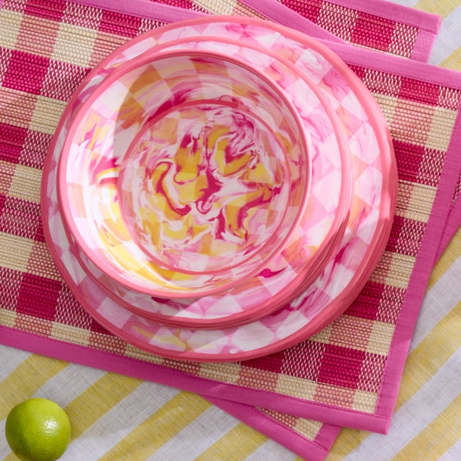 Pink Marble Check Melamine Small Bowls, Set of 4 image number 4