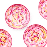 Pink Marble Check Melamine Small Bowls, Set of 4