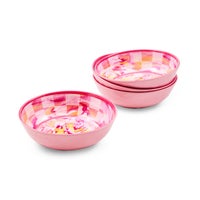 Pink Marble Check Melamine Small Bowls, Set of 4