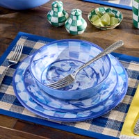 Blue Marble Check Melamine Small Bowls, Set of 4