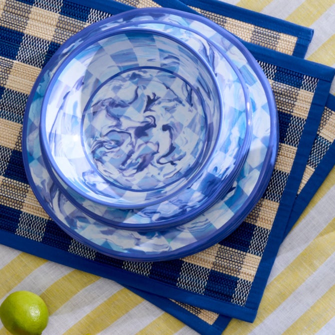 Blue Marble Check Melamine Small Bowls, Set of 4 image number 4