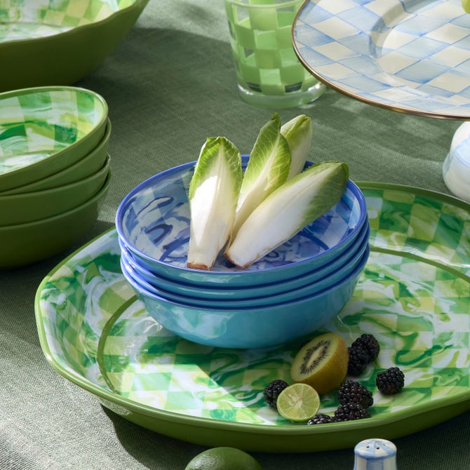 Blue Marble Check Melamine Small Bowls, Set of 4 image number 5