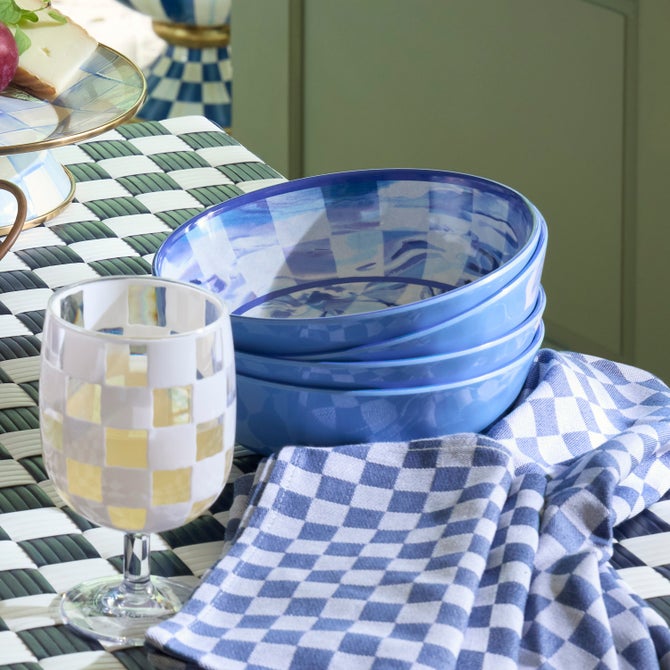 Blue Marble Check Melamine Small Bowls, Set of 4 image number 7