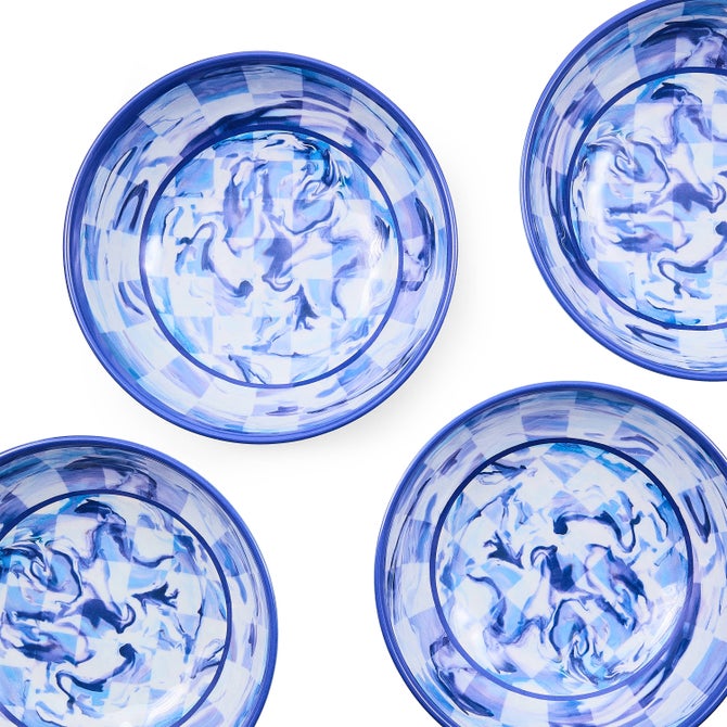 Blue Marble Check Melamine Small Bowls, Set of 4 image number 2