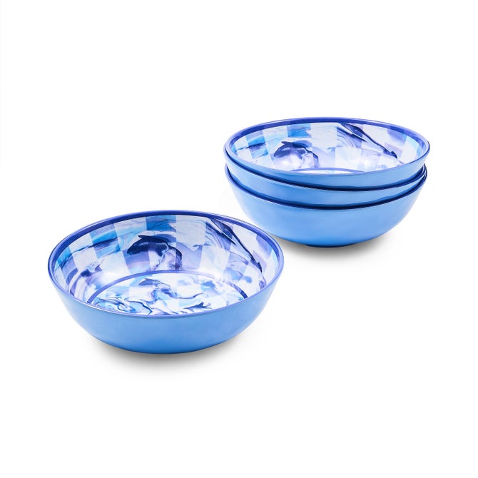 Blue Marble Check Melamine Small Bowls, Set of 4 image number 0
