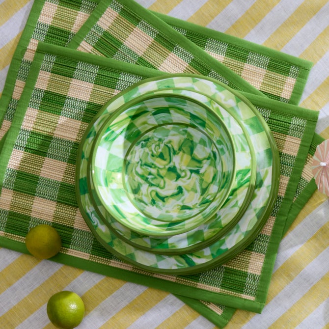 Green Marble Check Melamine Small Bowls, Set of 4 image number 4
