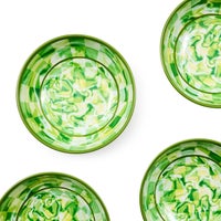 Green Marble Check Melamine Small Bowls, Set of 4