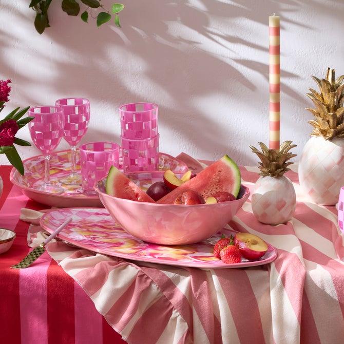 Pink Marble Check Melamine Serving Bowl image number 3