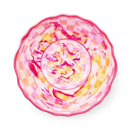 Pink Marble Check Melamine Serving Bowl