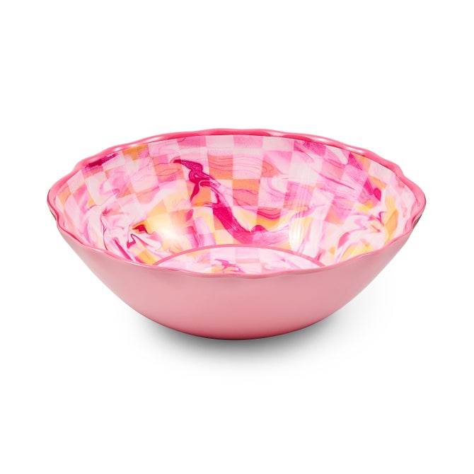 Pink Marble Check Melamine Serving Bowl image number 0
