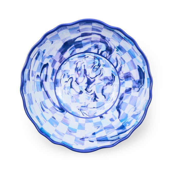 Blue Marble Check Melamine Serving Bowl image number 2