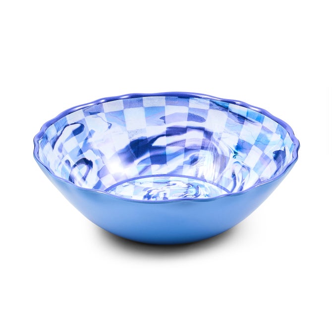 Blue Marble Check Melamine Serving Bowl image number 0