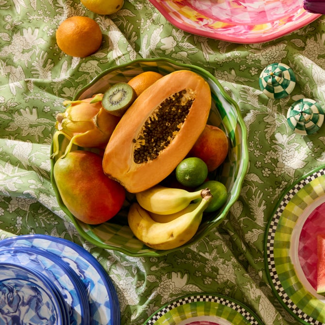 Green Marble Check Melamine Serving Bowl image number 3