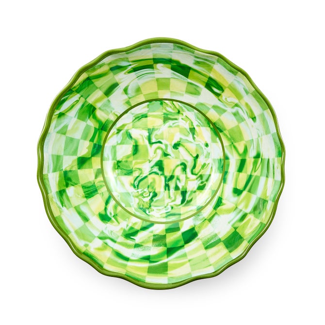Green Marble Check Melamine Serving Bowl image number 1