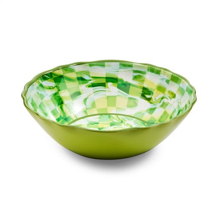 Green Marble Check Melamine Serving Bowl