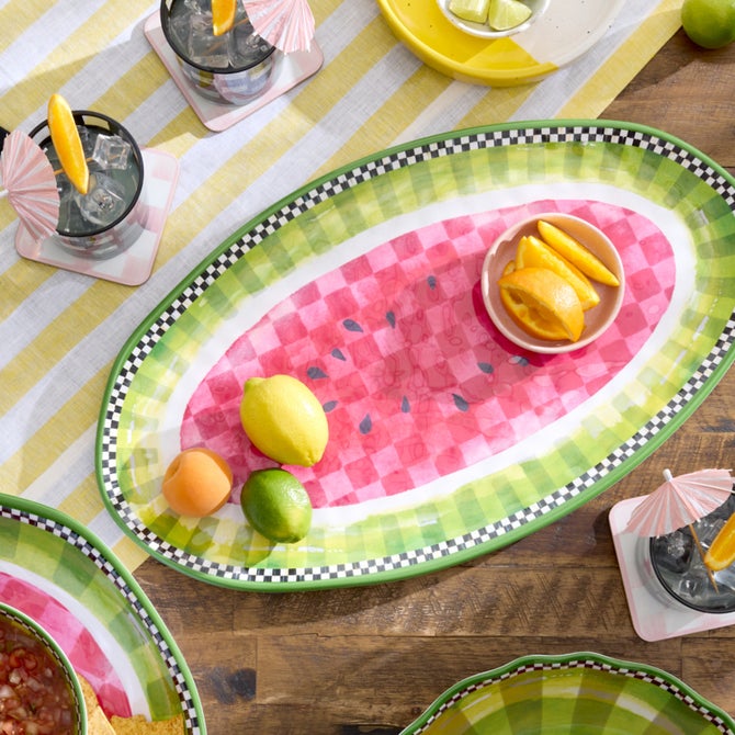 Watermelon Melamine Oval Platter image number 1