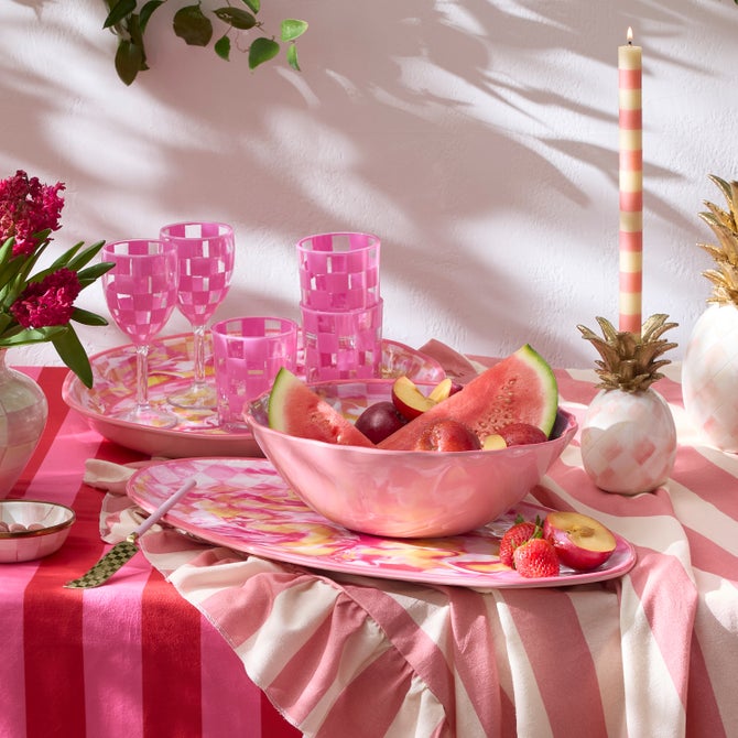 Pink Marble Check Melamine Oval Platter image number 2