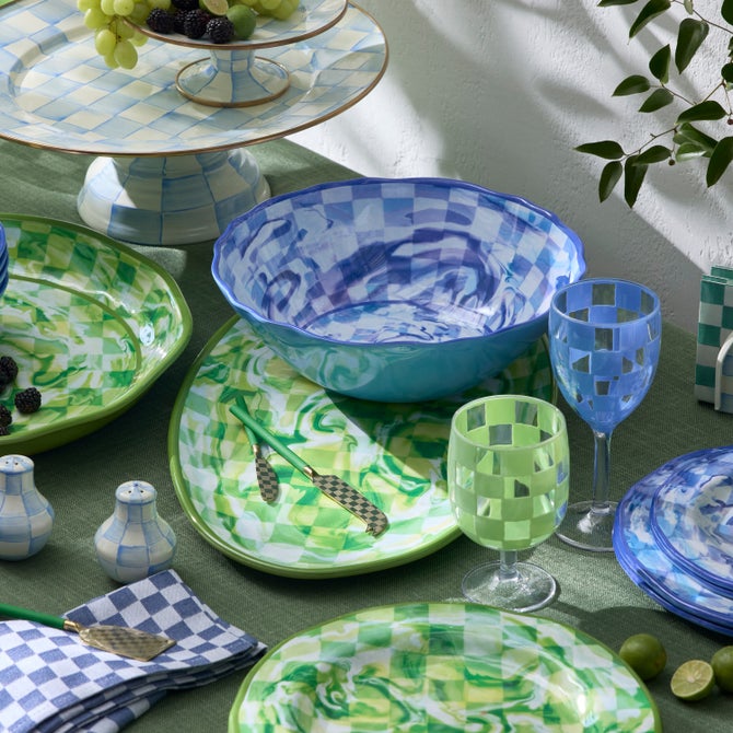 Green Marble Check Melamine Oval Platter image number 2
