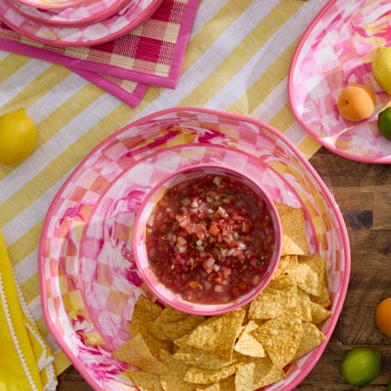 Pink Marble Check Melamine Large Platter
