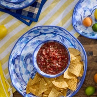 Blue Marble Check Melamine Large Platter