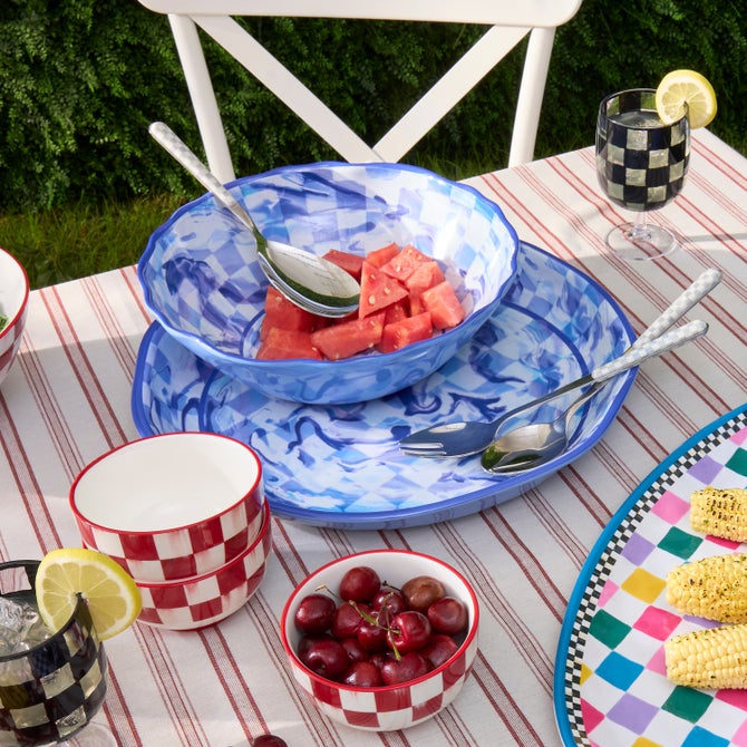 Blue Marble Check Melamine Large Platter image number 2