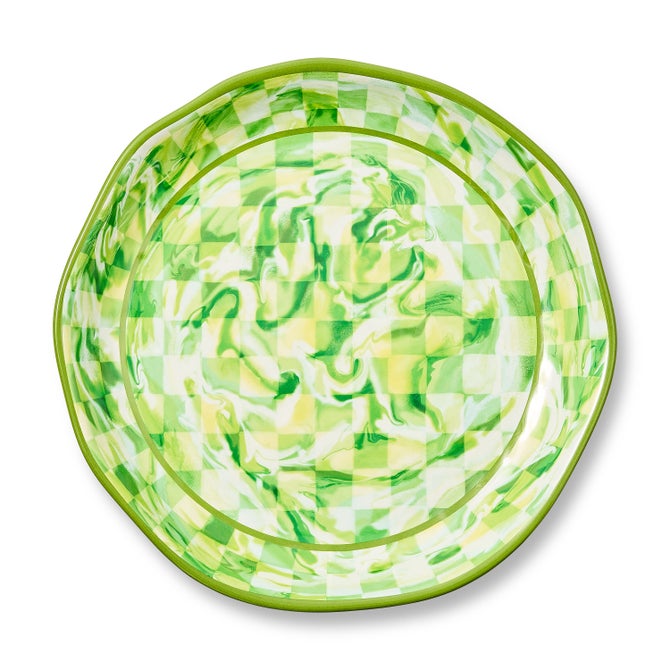 Green Marble Check Melamine Large Platter image number 0