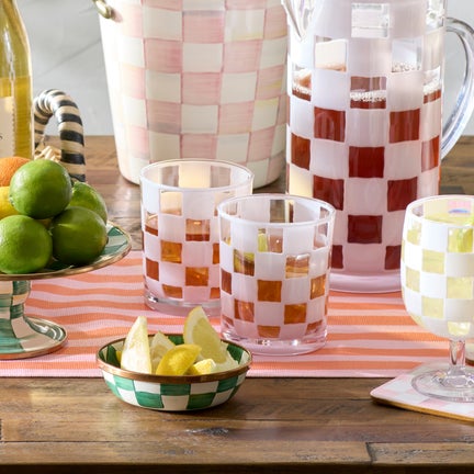 White Check Acrylic Tumblers, Set of 4