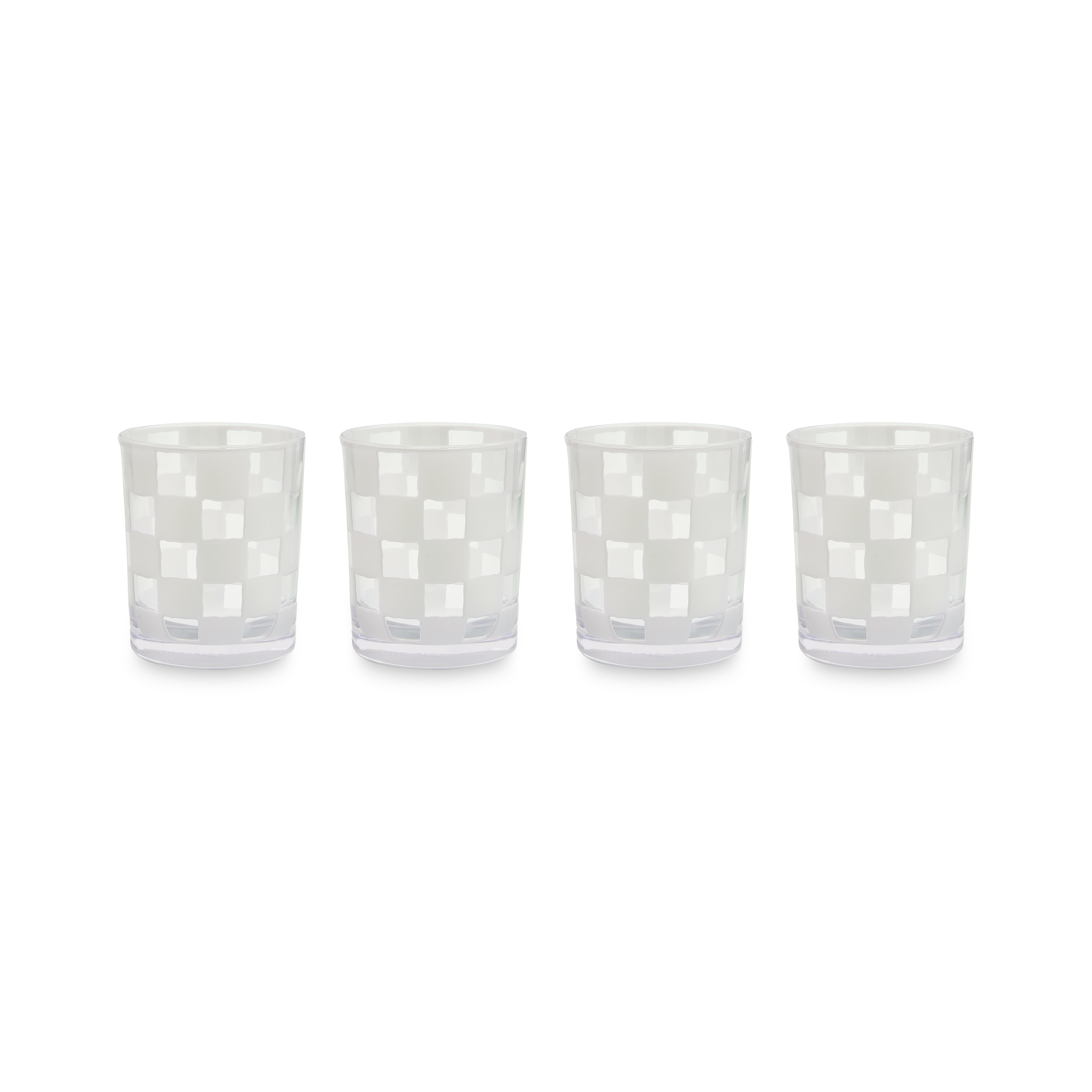 White Check Acrylic Tumblers, Set of 4
