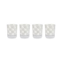 White Check Acrylic Tumblers, Set of 4