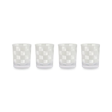 White Check Acrylic Tumblers, Set of 4