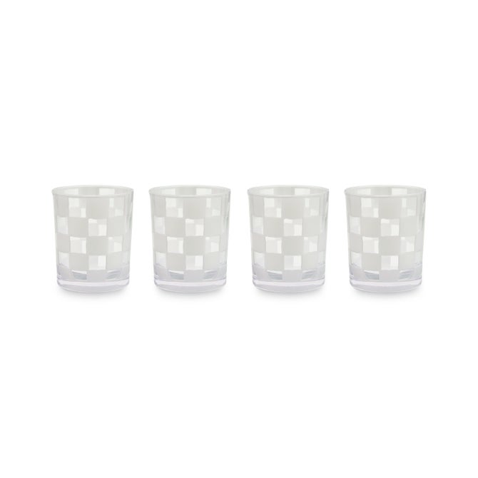 White Check Acrylic Tumblers, Set of 4 image number 0