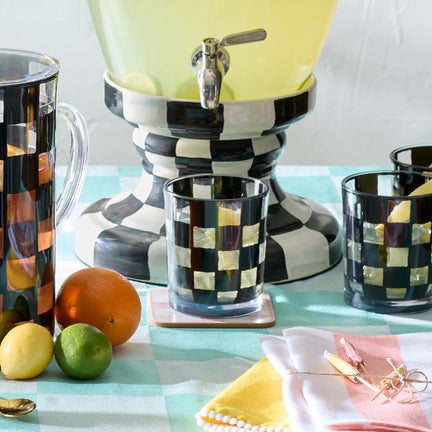 Black Check Acrylic Tumblers, Set of 4