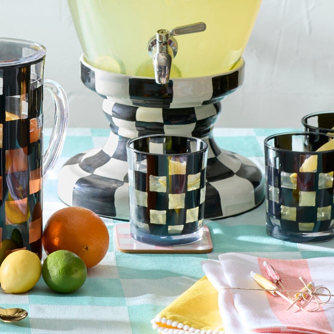 Black Check Acrylic Tumblers, Set of 4 image number 1