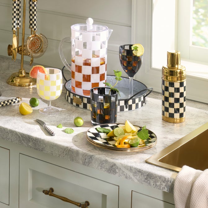 Black Check Acrylic Tumblers, Set of 4 image number 2
