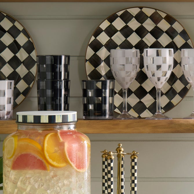 Black Check Acrylic Tumblers, Set of 4 image number 3