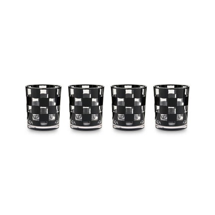 Black Check Acrylic Tumblers, Set of 4