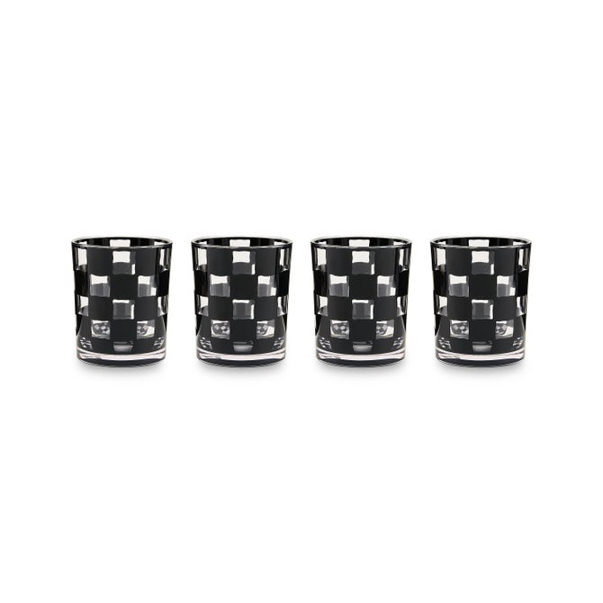Black Check Acrylic Tumblers, Set of 4 image number 0