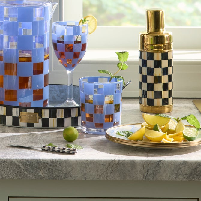 Blue Check Acrylic Tumblers, Set of 4 image number 3