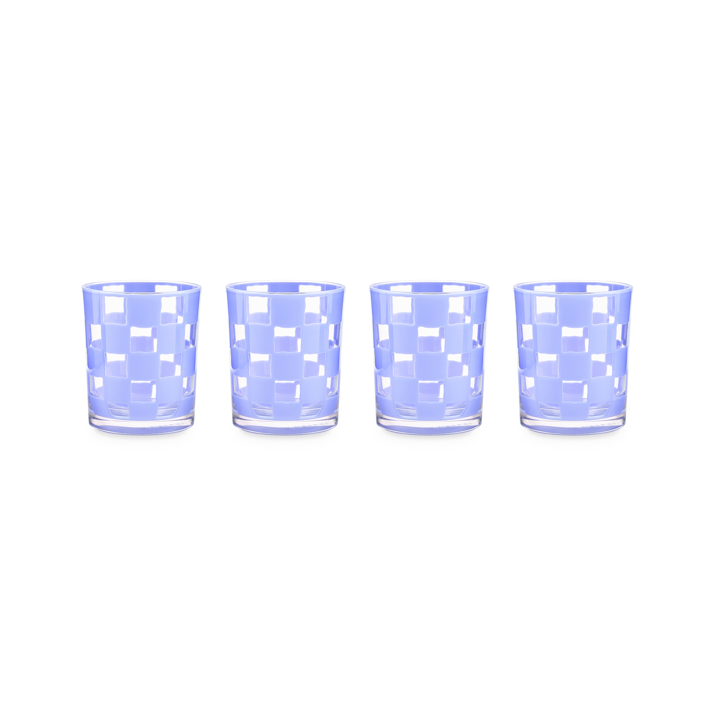 Blue Check Acrylic Tumblers, Set of 4