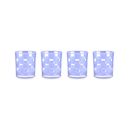 Blue Check Acrylic Tumblers, Set of 4