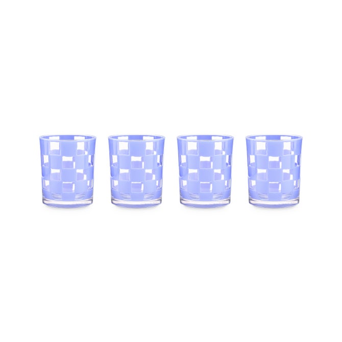 Blue Check Acrylic Tumblers, Set of 4 image number 0