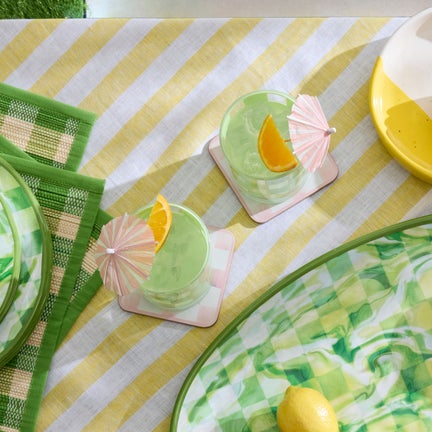 Green Check Acrylic Tumblers, Set of 4