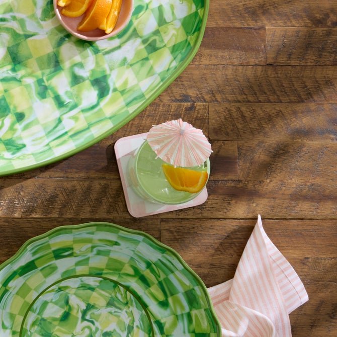 Green Check Acrylic Tumblers, Set of 4 image number 3