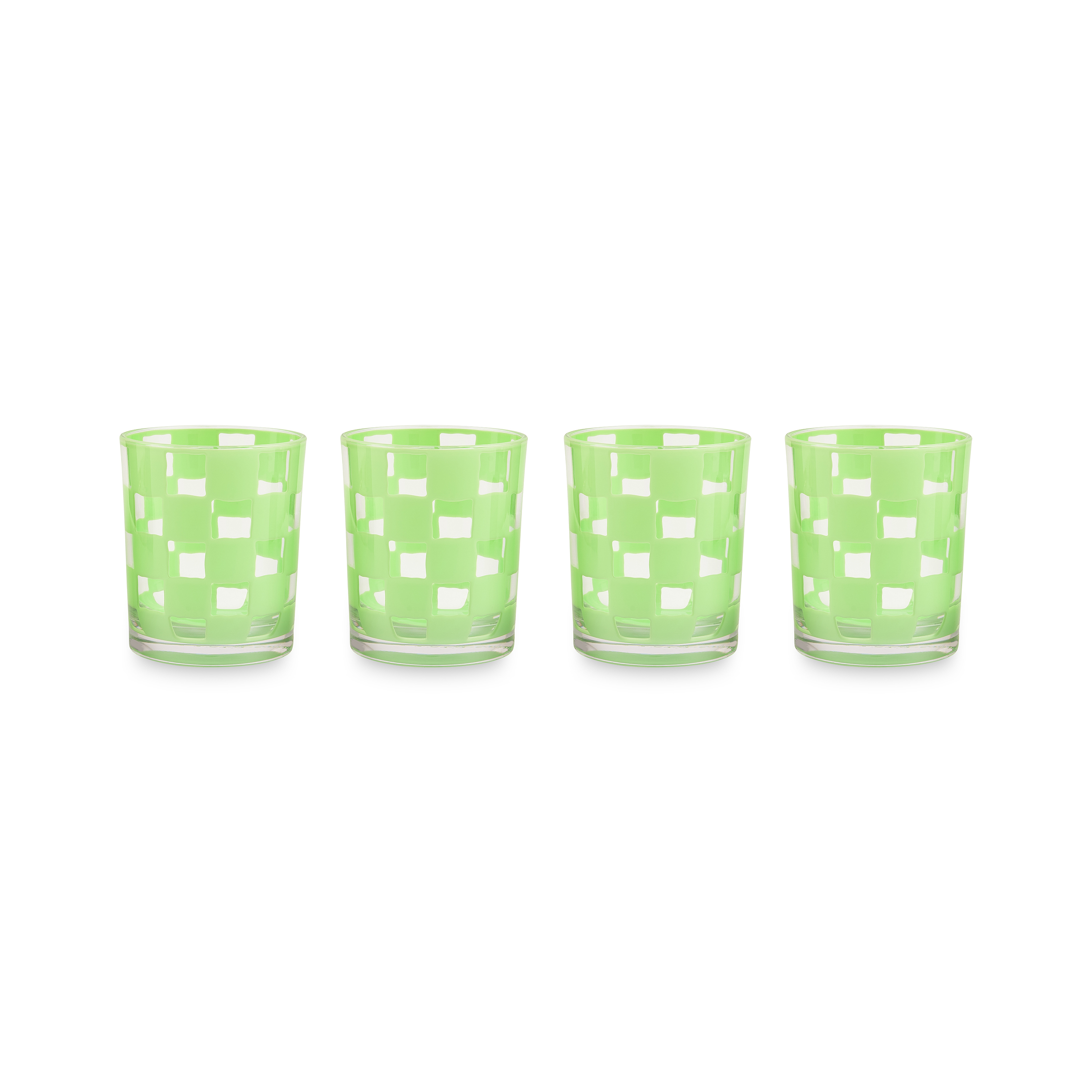 Green Check Acrylic Tumblers, Set of 4
